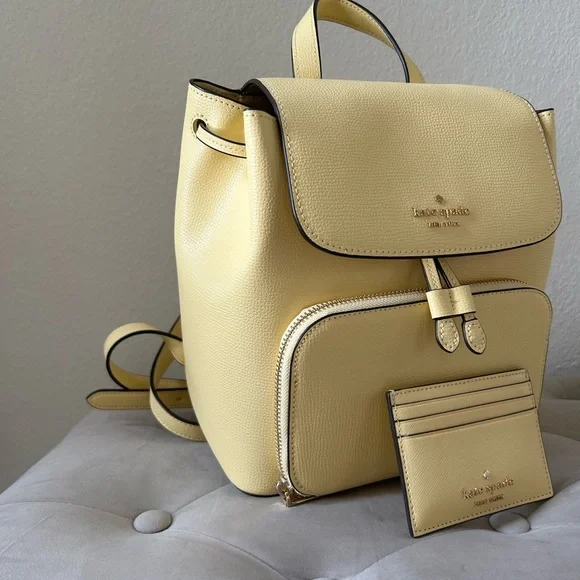 Kate Spade Kristi Flap Backpack & Madison Slim Card Holder Butter - Picture 3 of 11